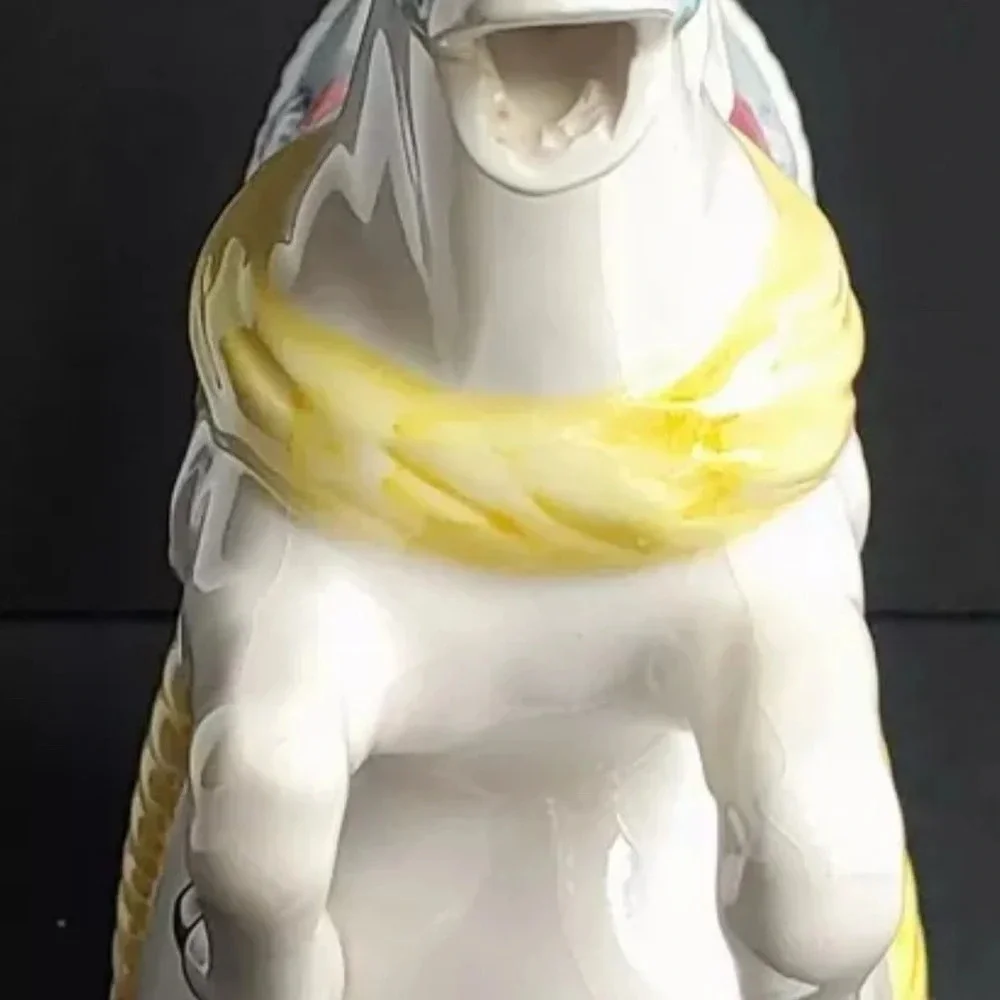 Vintage White Ceramic Carousel Horse Figurine Planter Vase - Heritage America